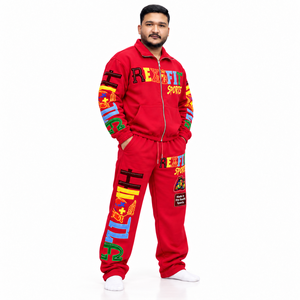 Ensemble de survêtement pour homme Rexfit Sports, rouge, brodé, en coton French Terry, vêtements d'automne, design personnalisé - Product Image 2
