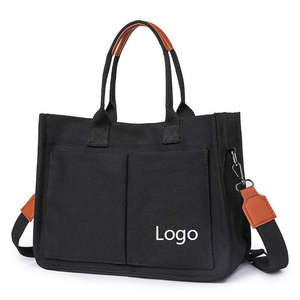 Bolsa de Lona Grande Personalizada al por Mayor con Logotipo, Color Sólido, con Bolsillos, Cierre de Cremallera, para Laptop y Compras - Product Image 1
