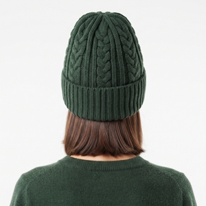 Bonnet d'hiver unisexe en tricot torsadé, en laine et acrylique, vert, tricoté à la main, épais, chaud et doux, idéal pour le ski, vente en gros personnalisée - Product Image 2