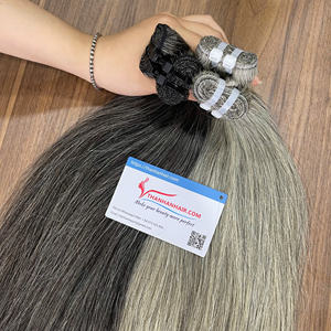 Haute qualité naturel 100% cheveux bruts couleur grise cheveux humains vietnamiens 8 pouces à 40 pouces naturel droit - Product Image 4