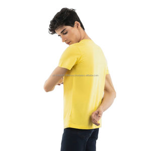 Camiseta de Hombre 100% Algodón, Cuello Redondo, Manga Corta, Corte Regular, Antiarrugas, Color Amarillo, para Ropa Urbana, Lisa - Product Image 6