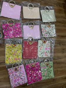 Silk Wedding bag Return Gift Traditional Embroidered Potli Handbag Golden Handle Ethnic Clutch Bag for Women Girls Bridal - Product Image 2