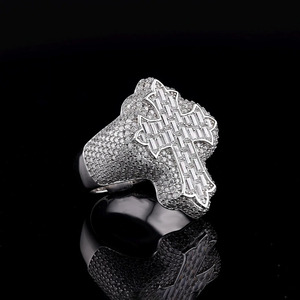 Moissanite Diamond Jesus <b>Cross</b> Baguette Cut Rhodium Plated 925 Sterling <b>Silver</b> Hip Hop Cluster Men Engagement Wedding Gift <b>Ring</b> - Product Image 4