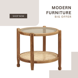 Modern Style Round <b>Coffee</b> <b>Table</b> with Rattan Glass Best Selling Home Set Ready for Export at Wholesale Price Direct Central Java - Product Image 6