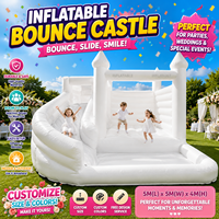 Château gonflable de luxe blanc pour mariage avec toboggan pour mariages, réceptions et célébrations