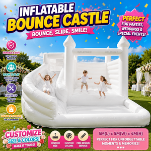 Château gonflable de luxe blanc pour <span class=keywords><strong>mariage</strong></span> avec toboggan pour mariages, réceptions et célébrations - Product Image 1