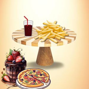 Handmade Acacia Wood Cake Stand Dessert Pedestal Eco-Friendly <b>Baking</b> Display Plate Acrylic Cover Dishwasher Safe Aqudus Saleem - Product Image 2