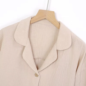 Pyjama femme à manches longues, ensemble deux pièces en mousseline douce pour le printemps - Product Image 2