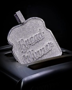 Pendentif Moissanite Iced Out Bread Winners en Argent 925, Bijou Thème Hip Hop, Pendentif en Forme de Plat pour Homme, Pendentif Lettre Personnalisée - Product Image 4
