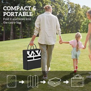 Tappeto da Esterno Reversibile Bianco e Nero con Motivi Geometrici 6FT X 9FT, Impermeabile in Plastica Intrecciata con Borsa per il Trasporto - Product Image 4