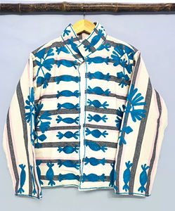 เสื้อแจ็คเก็ตปักมือผ้าฝ้ายลายเป็ดพรีเมียม |   เสื้อแจ็คเก็ตบอมเบอร์แขนยาวสไตล์ชาติพันธุ์สำหรับทุกเพศ - Product Image 3