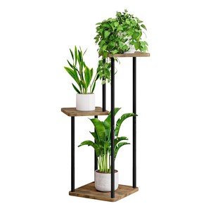 Handcrafted Industrial Metal Tall Floor <b>Plant</b> Stand with 3 Shelves Wholesale - Product Image 1