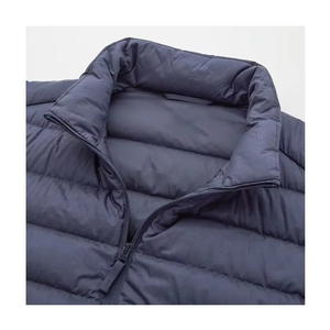 Veste matelassée bleu marine pour homme, col montant, fermeture éclair sur le devant, imperméable, coupe-vent, décontractée, couleur unie, polyester, hiver - Product Image 3