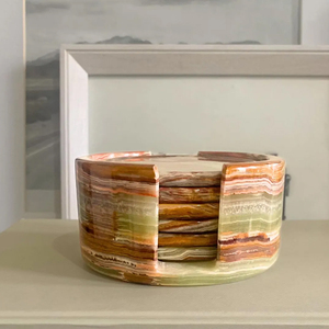 OEM Luxury <b>Marble</b> Onyx Modern Kitchen Coasters & Mats Set with Holder-Big Slab Durable Eco-Friendly - Product Image 2