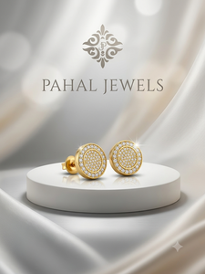 Gold Plated Round <b>Stud</b> <b>Earrings</b> Iced Out Zircon Micro Insert Claw Set Jewelry for Party Wedding Gift - Product Image 4