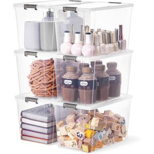 6 Pack 7.8 QT Clear White Plastic <b>Storage</b> Bins & Containers <b>Small</b> <b>Storage</b> <b>Box</b> with Lids Stackable Organizing Bin - Product Image 1