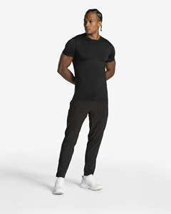 <b>Men's</b> <b>Black</b> <b>Slim</b> <b>Fit</b> Short Sleeve O-Neck Knitted T-<b>Shirt</b> Casual Solid Color Workout Top - Product Image 4