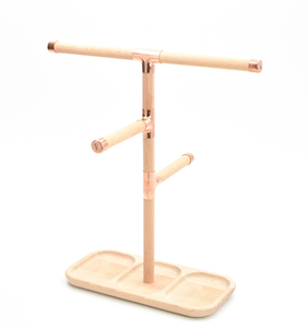 Support de rangement pour bijoux en bois avec porte-montres et porte-colliers, présentoir à bijoux en bois rustique avec plateau de rangement pour comptoir - Product Image 4