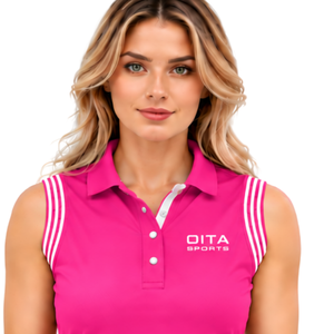 เสื้อโปโลปักลายสำหรับขี่ม้าสีชมพูสดใส แขนกุด ทรงเข้ารูปสำหรับผู้หญิง เหมาะสำหรับการฝึกขี่ม้า รับผลิตตามสั่ง ขายส่ง คุณภาพสูง - Product Image 3