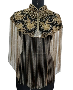 New 2026 Vintage Festive Summer Sparkling Nightclub Handbeaded Women Party Cape <b>Top</b> with Long Sparkling Fringes for Ladies - Product Image 2