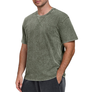 Men's Oversized Solid <b>Green</b> Cotton <b>T</b>-<b>Shirt</b> Short Sleeve O-Neck Casual Jersey Knit <b>Plain</b> Dyed Fit Regular - Product Image 4