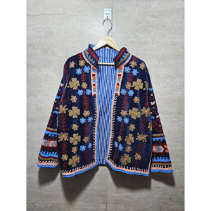New Arrival Elegant Handcrafted Suzani Velvet <b>Jacket</b> Winter Floral Chic Suzani Coat At Factory Price Gift for her - Product Image 1
