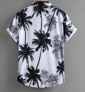 Camisa de Hombre de Manga Corta con Cuello Camisero y Estampado Digital de Palmeras - Product Image 6
