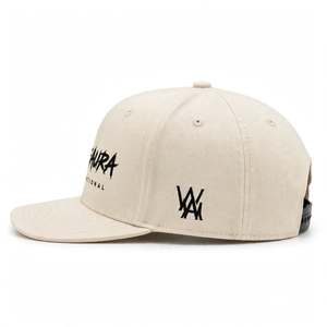 Casquette Snapback 6 Panneaux Whiteaura International Unisexe Style Urbain Toile de Coton Beige Logo Brodé 3D Décontractée Voyage Coupe Adulte - Product Image 3