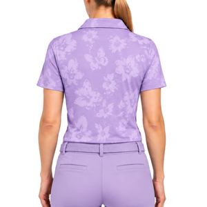 Polo de Golf de Manga Corta para Mujer, Color Morado Claro, Estampado Floral, Deportivo, Transpirable, Personalizable, Venta al Por Mayor - Product Image 2