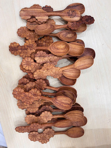 Juego de Cucharas de Madera Talladas a Mano, Diseño Floral, para Café, Miel, Postre, Utensilios de Cocina Decorativos, Regalo Creativo - Product Image 2