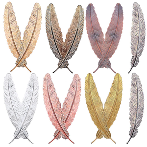 Marcapáginas de metal personalizado con diseño de hoja de latón, 4 piezas, con logotipo personalizado, para biblioteca, lectura de libros, soporte de página. - Product Image 3