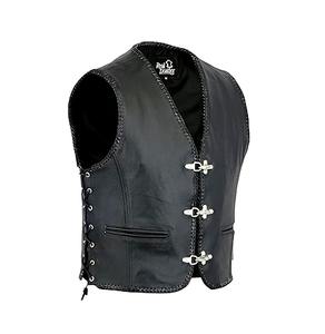 Chaleco de cuero negro sin mangas para motocicleta para hombre, tallas S a 3XL - Product Image 1