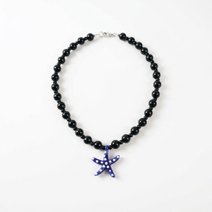 Black Beaded Starfish Charm <b>Bracelet</b> Trendy Unisex Round <b>Bead</b> Sea Inspired Gift - Product Image 1