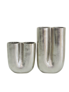 Juego de Jarrones Dobles de Metal Moderno, Jarrón de Flores Minimalista Plateado, Decoración de Mesa Abstracta Única para Espacios de Vida Contemporáneos - Product Image 3