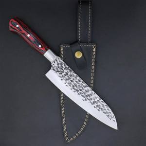 Couteau Santoku en acier inoxydable forgé à la main avec manche en bois Pakka, couteau de cuisine professionnel à lame pleine, fabrication OEM personnalisée - Product Image 2