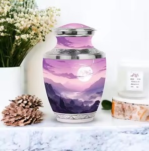 Urne funéraire en métal pour l'enterrement, motif abstrait en agate rose et bleue, pot en aluminium pour cimetière, urne funéraire pour crémation, usage B2B - Product Image 4