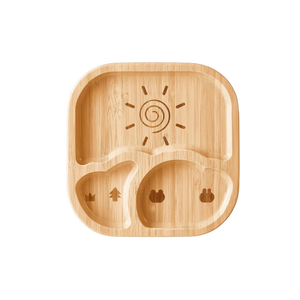 Assiette d'alimentation pour enfants en bambou écologique, petite, en forme de biberon, avec compartiments, ventouse, pour tout-petits, vaisselle de qualité alimentaire - Product Image 1