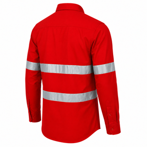 Custom Solid Color Cotton Unisex Workwear Shirt High Visibility Reflective Safety Wearing Industrial <b>Construction</b> Warehouse - Product Image 5
