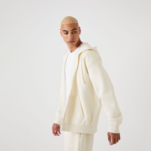 Sweat à capuche zippé oversize pour homme, design épuré et simple, en molleton doux de coton, fermeture éclair intégrale, coupe décontractée, idéal pour l'hiver, en promotion. - Product Image 3