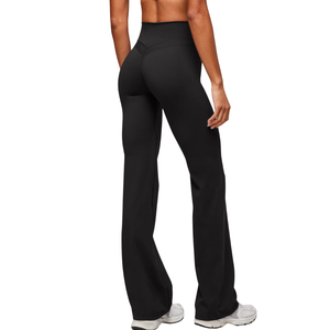 High Waisted Black Flare <b>Yoga</b> <b>Pants</b> Women <b>Bootcut</b> Gym Leggings Wide Leg Workout Tights Soft Tummy Control Sportswear Custom - Product Image 2