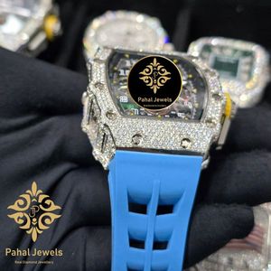 Montre mécanique Iced Out à cadran carré, analogique, bracelet en silicone, chronographe, date automatique pour homme - Product Image 2