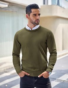 เสื้อสเวตเตอร์ถักสีพื้นสำหรับผู้ชาย แขนยาว ใส่ได้ในฤดูใบไม้ร่วง - Product Image 2