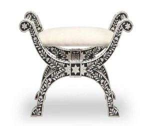 Designer Mother of Pearl <b>Stool</b> Handmade Inlay Furniture Accent <b>Stool</b> for Home Decor and Luxury Interiors - Product Image 6