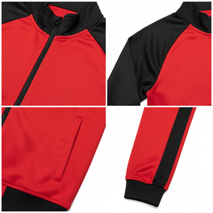 Survêtement de football unisexe deux pièces 100 % polyester, décontracté, uni, sportif, mi-lourd, imprimé par transfert thermique, respirant, longueur intégrale, avec côtés imprimés - Product Image 4