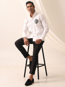 Men's <b>Boho</b> Casual <b>Shirts</b> 100% Cotton Breathable Quick Dry Embroidered Knitted Button Collar Solid Pattern Full Sleeve Summer - Product Image 4