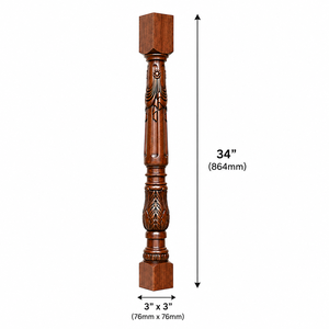EFS Royal - Hermosos Pilares de Madera Maciza, Balaustres Tradicionales de Lujo para Escaleras, Columnas Decorativas Talladas, Postes Romanos Grandes Personalizados - Product Image 2