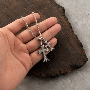 Collar con Colgante de Cruz Doble Unisex Personalizado, Estilo Hip Hop, Plata 925, Chapado en Oro/Plata, con Moissanita, Joyería Religiosa Cristiana - Product Image 4