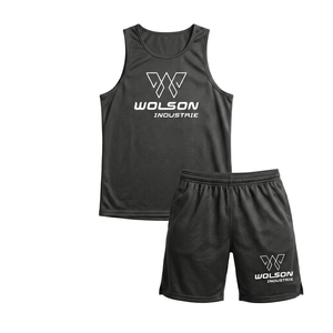 Ensemble short et t-shirt de sport personnalisé pour homme Wolson Industry – Confortable, extensible, avec soutien dorsal – Idéal pour la course et l'entraînement - Product Image 1