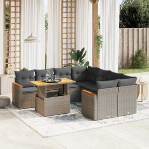 Ensemble de canapés de jardin en rotin gris 6 places avec rangement, mobilier d'extérieur au design contemporain - Product Image 3