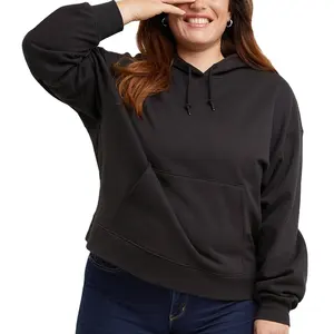 2024 Plus Size Pullover Sweatshirt Top Hoodie Women black dyed Women Pullover Hoodies solid color's Color block Baggy